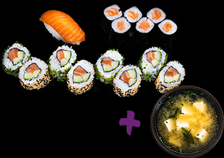 Produktbild Single Lachs Menü + Miso Suppe